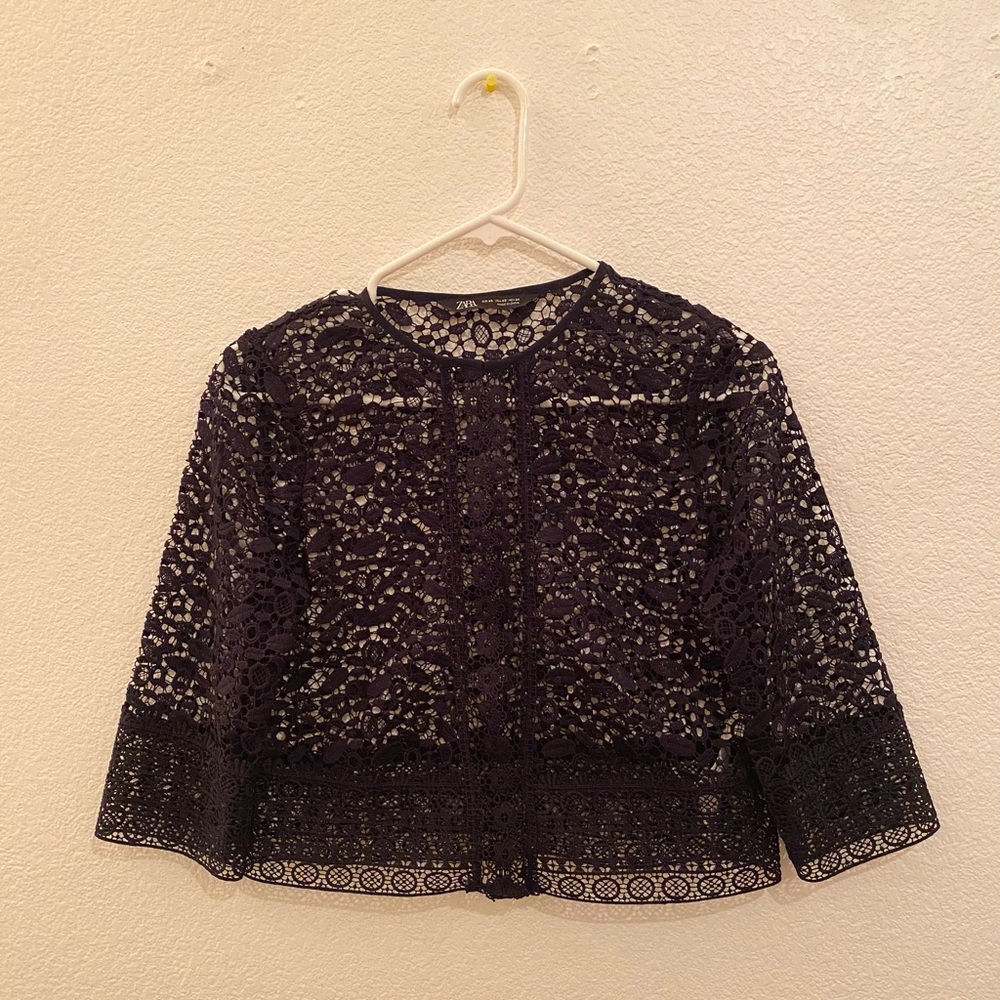 Zara Black cropped lace bolero - Women’s size XS